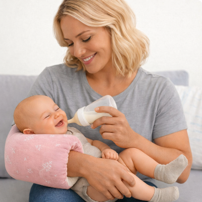 coussin-allaitement-nina-feuille-rose-maman-blonde-bebe-ri
